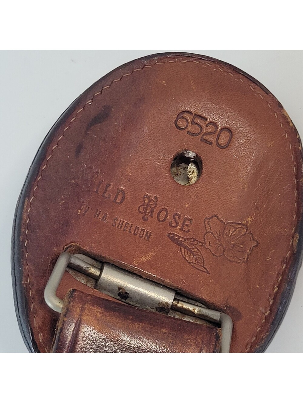 Wild Rose Men’s Size 34" Brown Leather Western Belt Tooled Floral Buckle Vintage - Picture 3 of 7